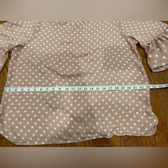 Violet & Claire Ruffle Sleeve Blouse - Pink and White - Picture 8 of 14